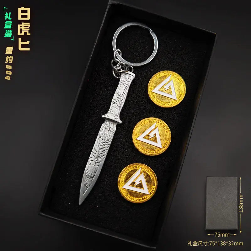 Delta Force 9cm Metal Weapon Keychain Set – Tactical Pendant Collection with Gift Box for Backpack & Collectors