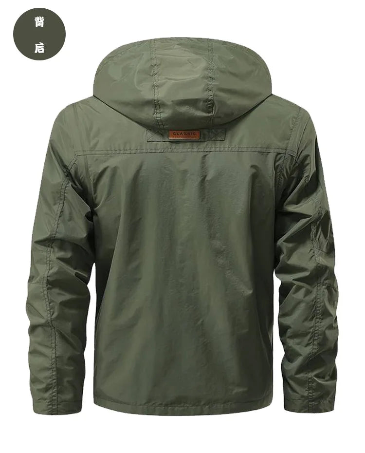 Delta Force Waterproof Windbreaker - Men's Multi-Pocket Hooded Jacket