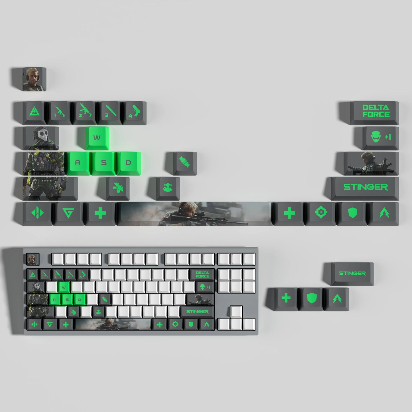 Nouveau thème Delta Force personnalisé Hauteur OEM PBT Sublimation Thermique Touches 15 Touches/28 Touches LUNA VYRON KAI SILVA Touches Cadeau PC