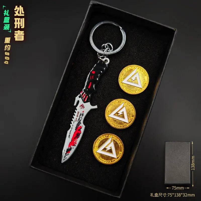 Delta Force 9cm Metal Weapon Keychain Set – Tactical Pendant Collection with Gift Box for Backpack & Collectors