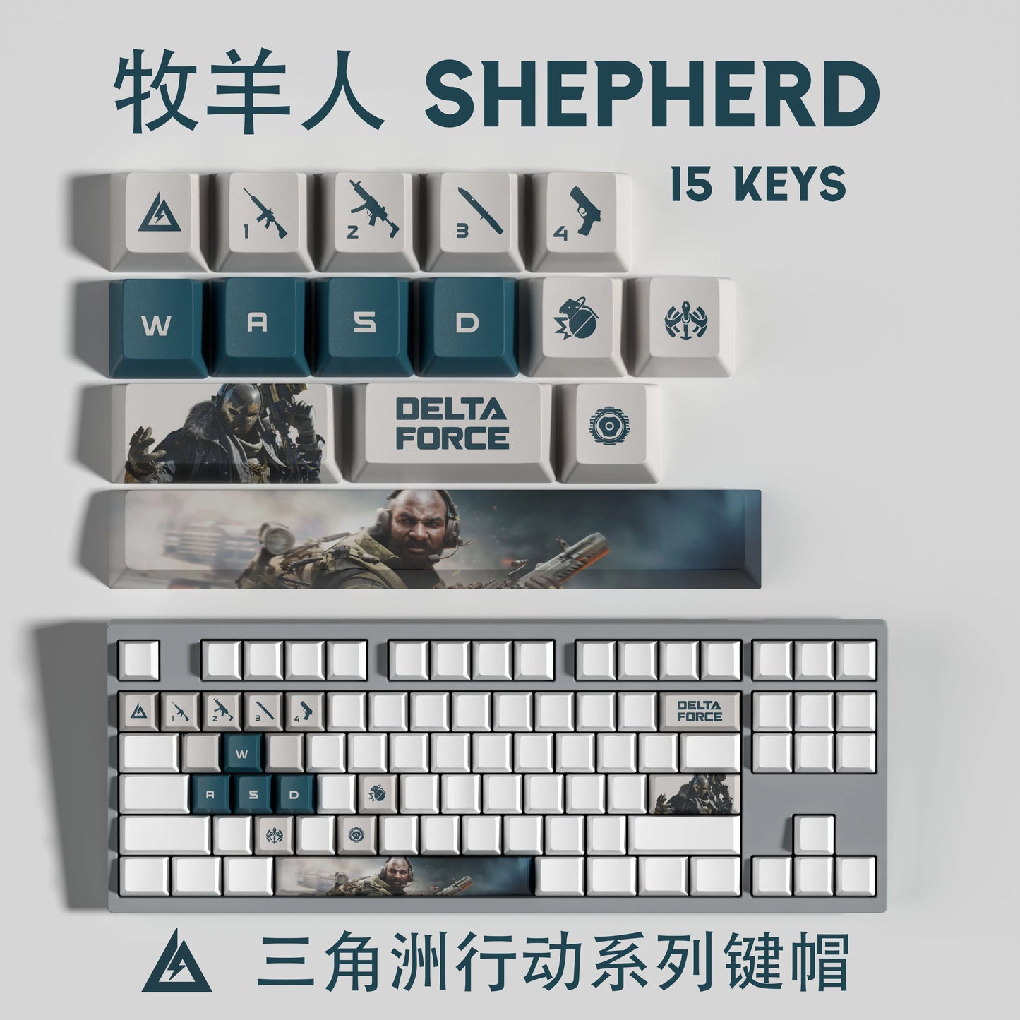 Nouveau thème Delta Force personnalisé Hauteur OEM PBT Sublimation Thermique Touches 15 Touches/28 Touches LUNA VYRON KAI SILVA Touches Cadeau PC