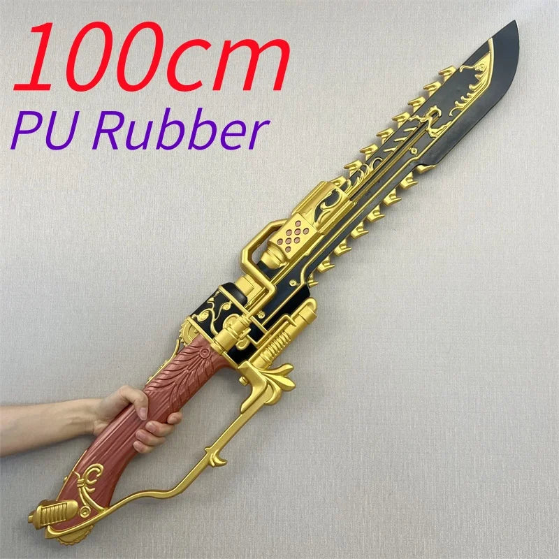 Delta Force Chainsaw Knife Cosplay Prop – 1:1 Golden Chain Saw Sword (Safe PU Rubber Blade) Halloween Edition