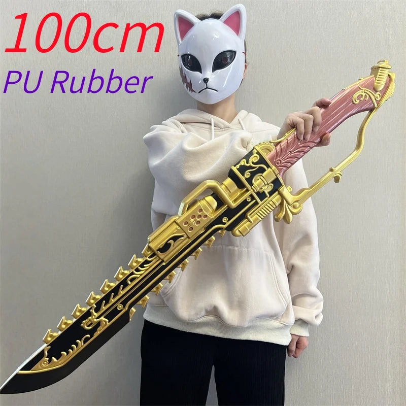 Delta Force Chainsaw Knife Cosplay Prop – 1:1 Golden Chain Saw Sword (Safe PU Rubber Blade) Halloween Edition